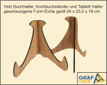 Eiche geölt Buchständer und Tablett Halter - geschwungene Form 24 x 25,5 x 18 cm